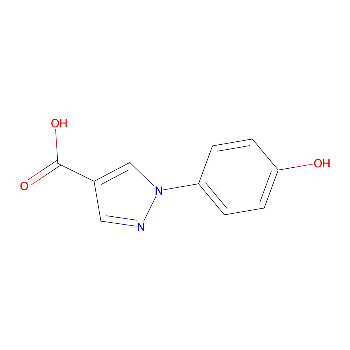 1-(4-Hydroxyphenyl)-1H-pyrazole-4-carboxylic acid molecular structure, CAS 1482404-93-2