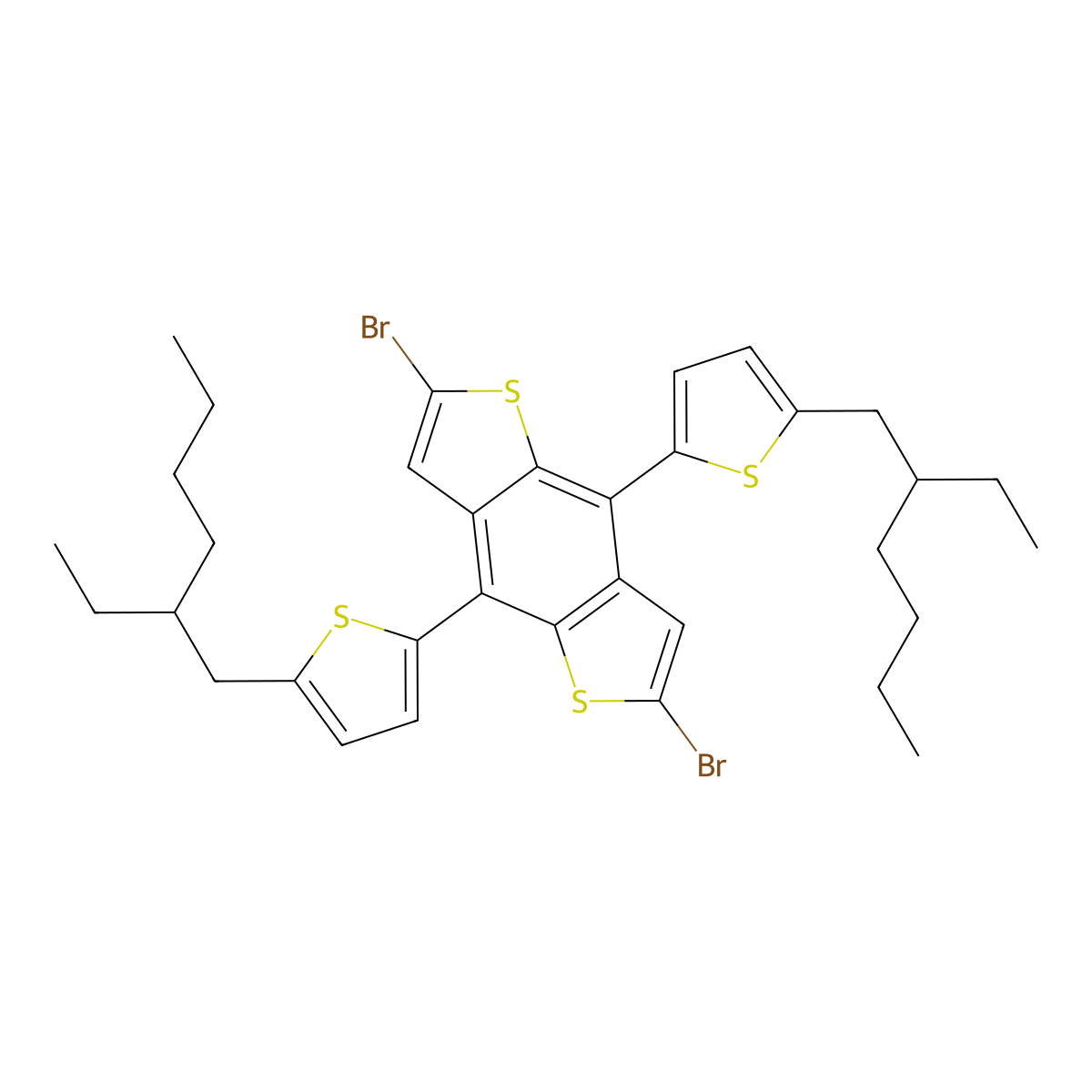 2,6-Dibromo-4,8-bis(5-(2-ethylhexyl)thiophen-2-yl)benzo[1,2-b:4,5-b']dithiophene molecular structure, CAS 1482447-24-4