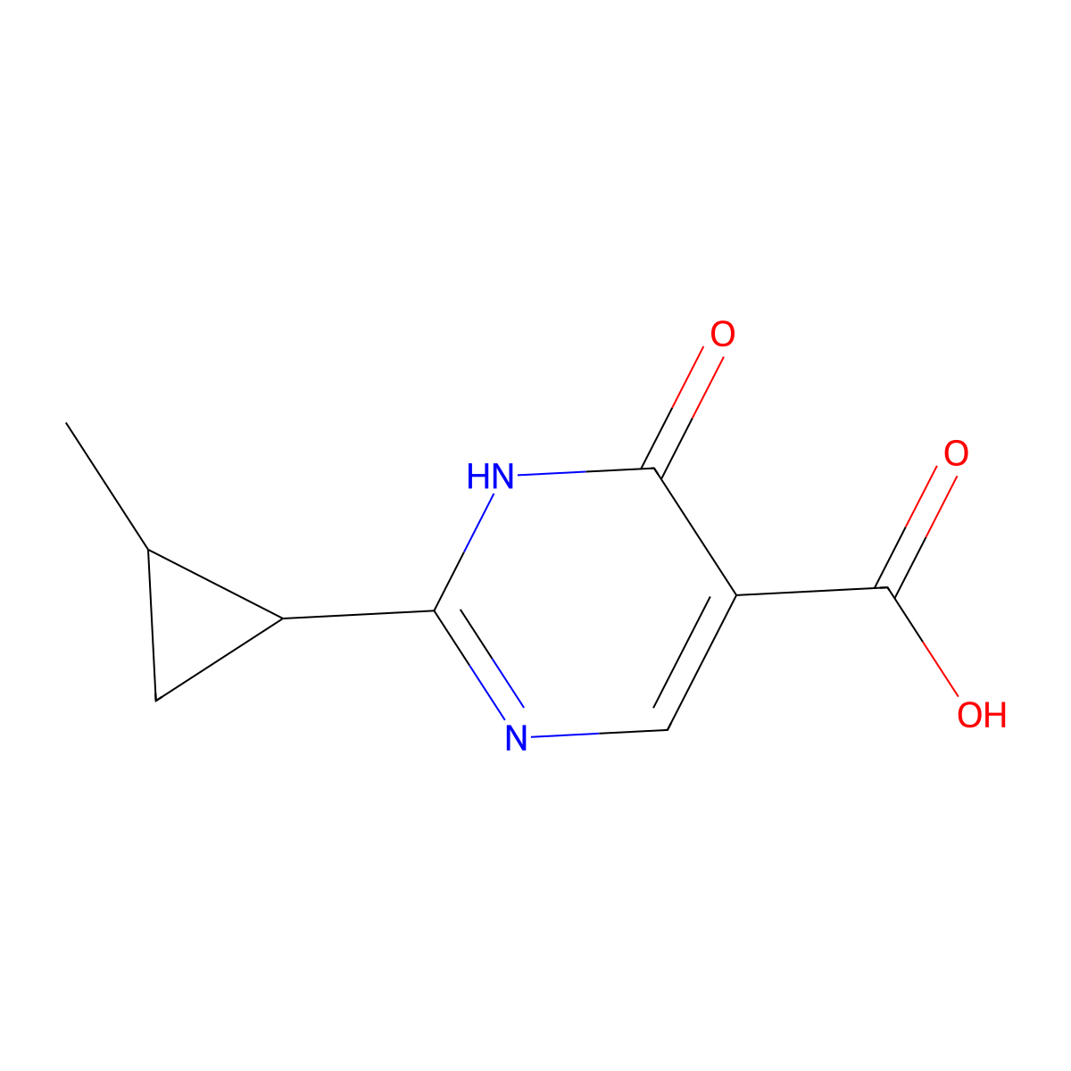 2-(2-Methylcyclopropyl)-6-oxo-1,6-dihydropyrimidine-5-carboxylic acid molecular structure, CAS 1482454-96-5