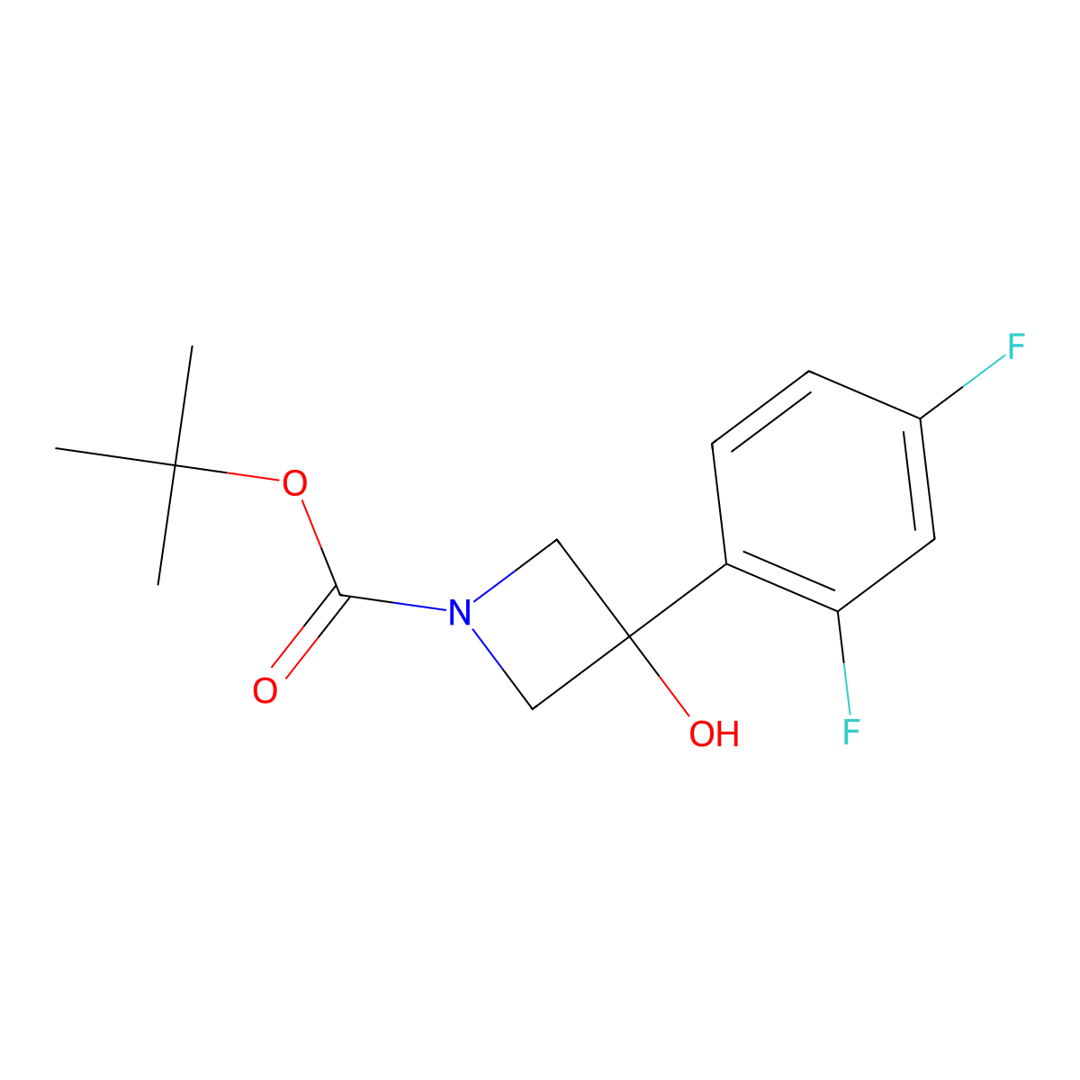 Tert-butyl 3-(2,4-difluorophenyl)-3-hydroxyazetidine-1-carboxylate molecular structure, CAS 1482460-15-0