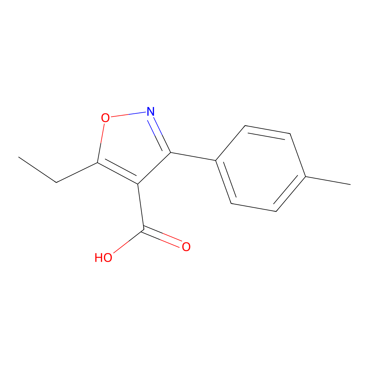 5-Ethyl-3-(p-tolyl)isoxazole-4-carboxylic acid molecular structure, CAS 1482478-79-4