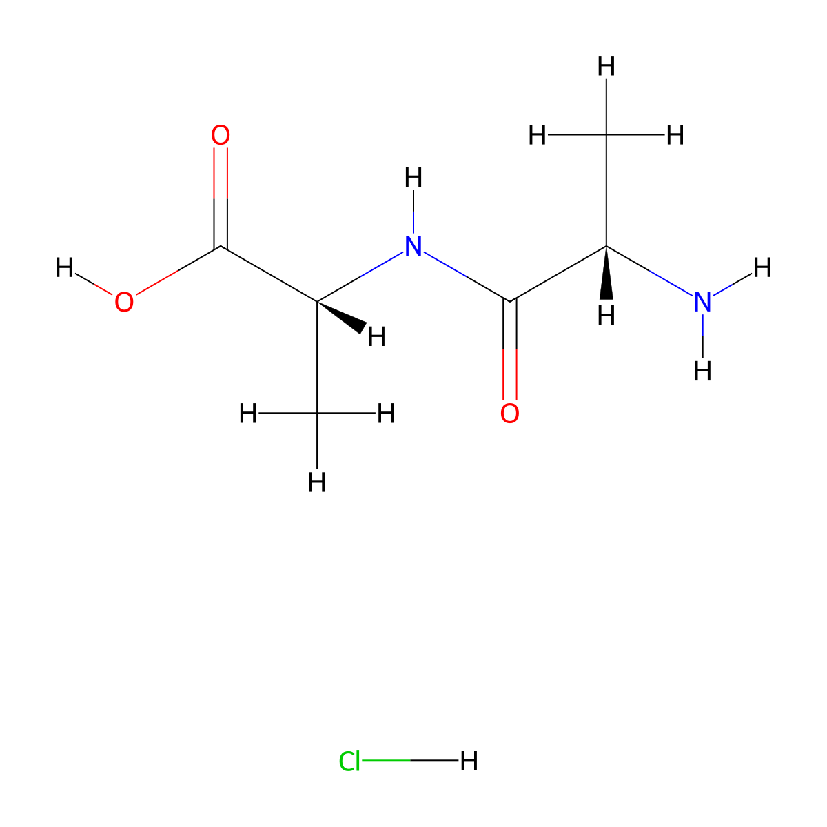 (2R)-2-[[(2S)-2-aminopropanoyl]amino]propanoic acid;hydrochloride molecular structure, CAS 148248-25-3