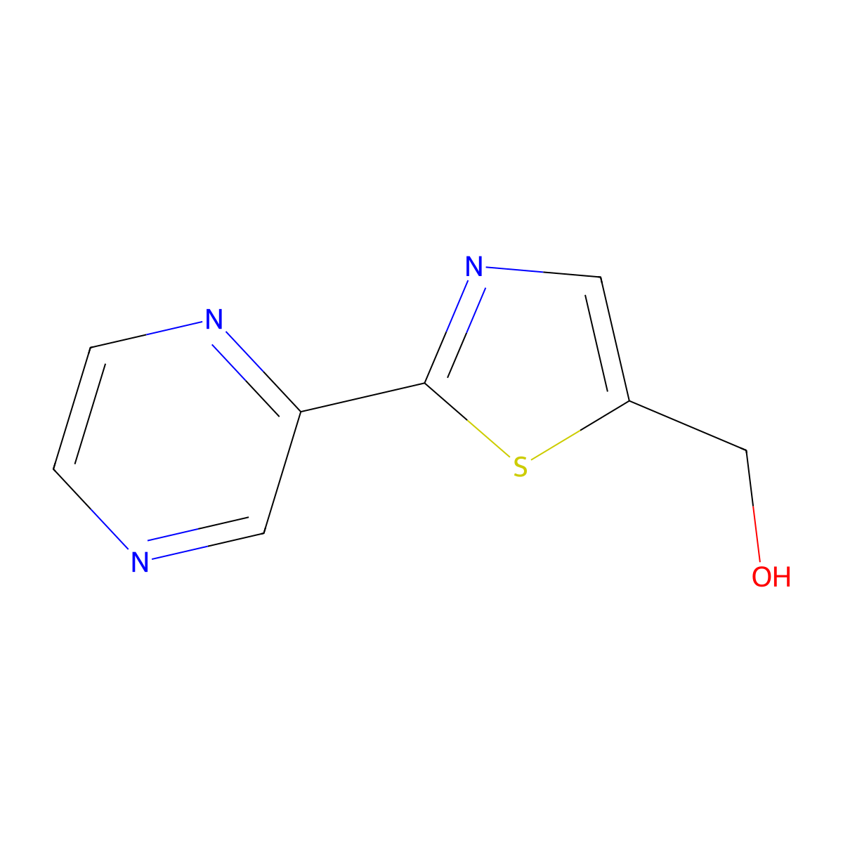 (2-(Pyrazin-2-yl)thiazol-5-yl)methanol molecular structure, CAS 1482489-18-8