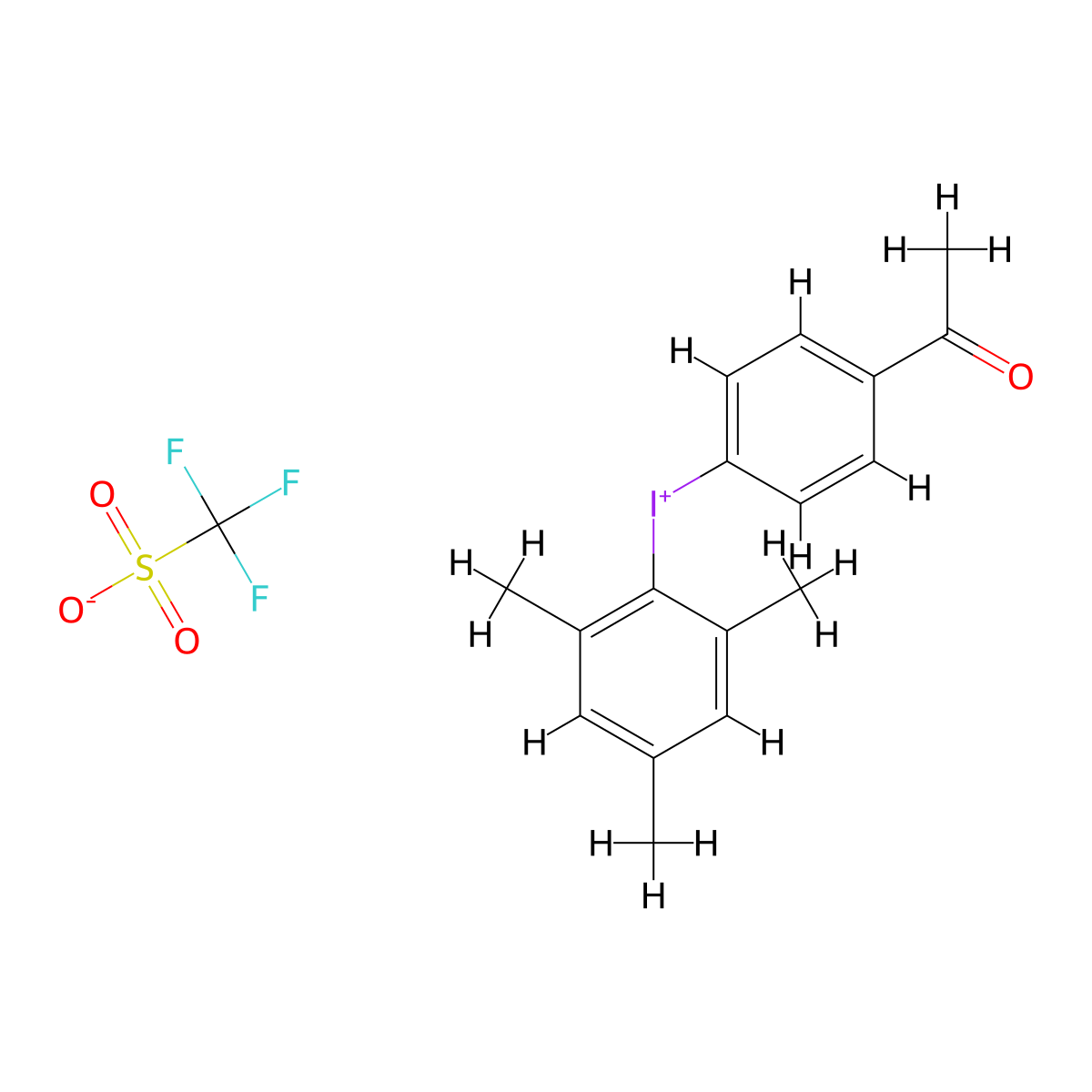 (4-Acetylphenyl)(mesityl)iodonium trifluoromethanesulfonate molecular structure, CAS 1482504-42-6