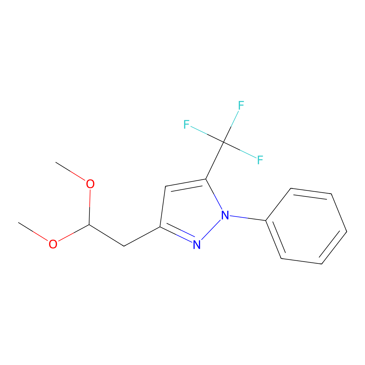 3-(2,2-Dimethoxyethyl)-1-phenyl-5-(trifluoromethyl)-1H-pyrazole molecular structure, CAS 1482520-12-6
