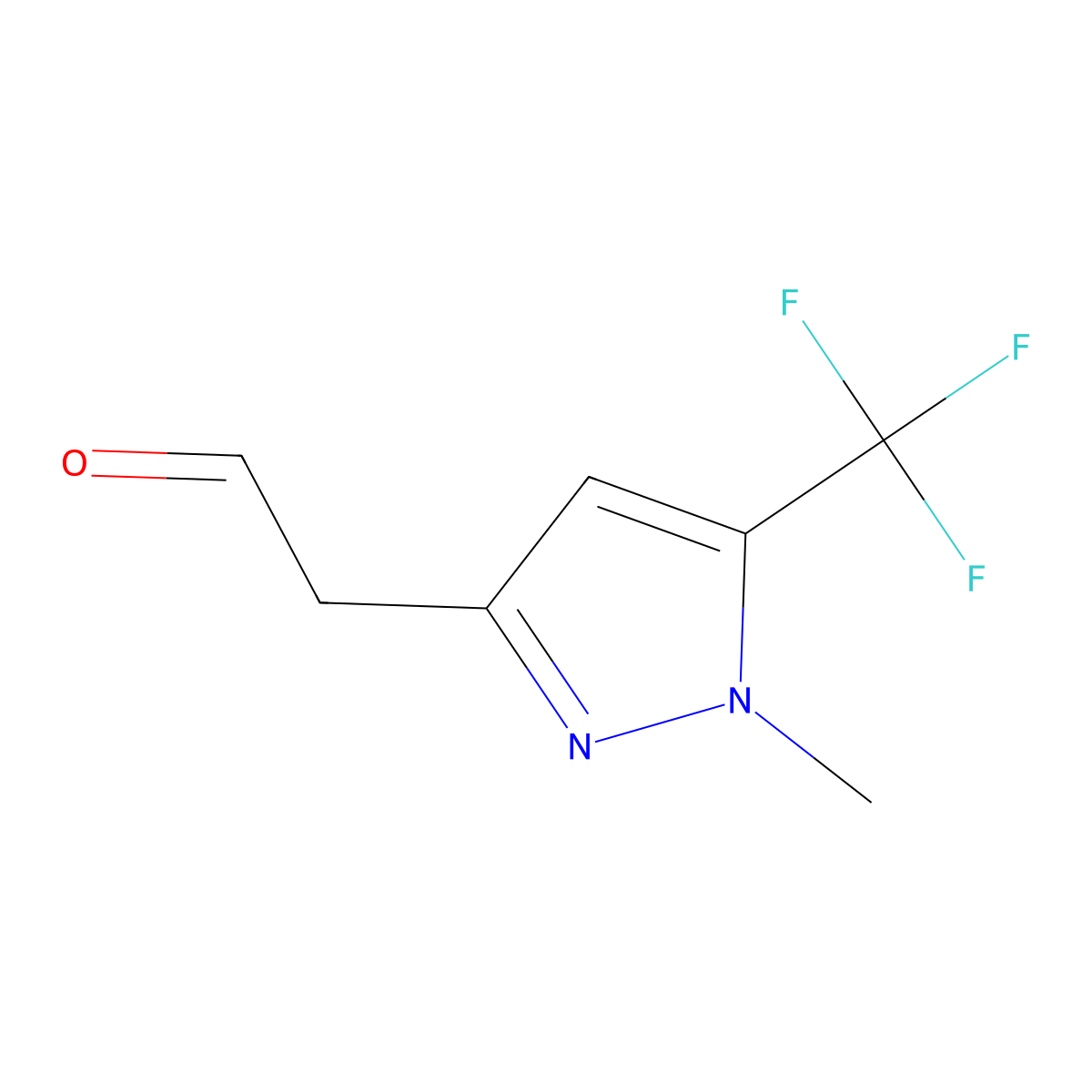 2-[1-methyl-5-(trifluoromethyl)-1H-pyrazol-3-yl]acetaldehyde molecular structure, CAS 1482520-20-6