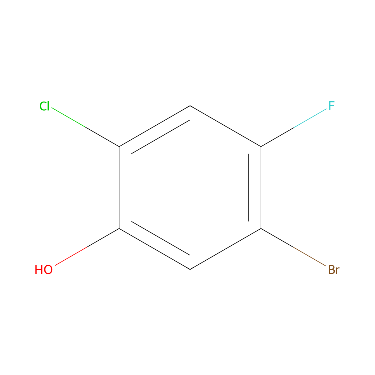 5-Bromo-2-chloro-4-fluorophenol molecular structure, CAS 148254-32-4