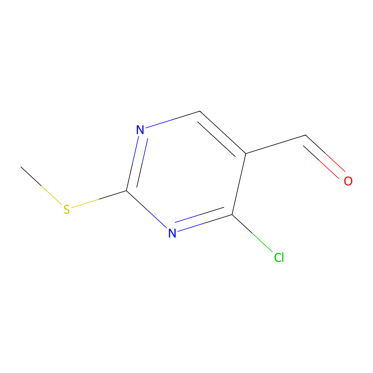 4-Chloro-2-(methylsulfanyl)pyrimidine-5-carbaldehyde molecular structure, CAS 148256-82-0