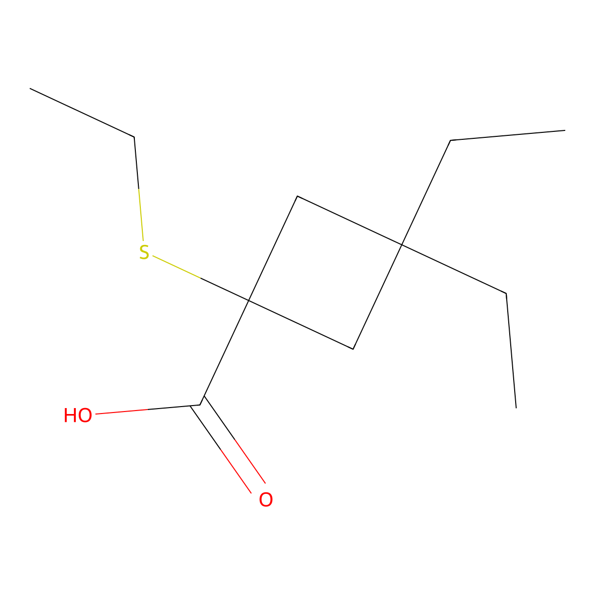 3,3-Diethyl-1-(ethylthio)cyclobutane-1-carboxylic acid molecular structure, CAS 1482560-71-3