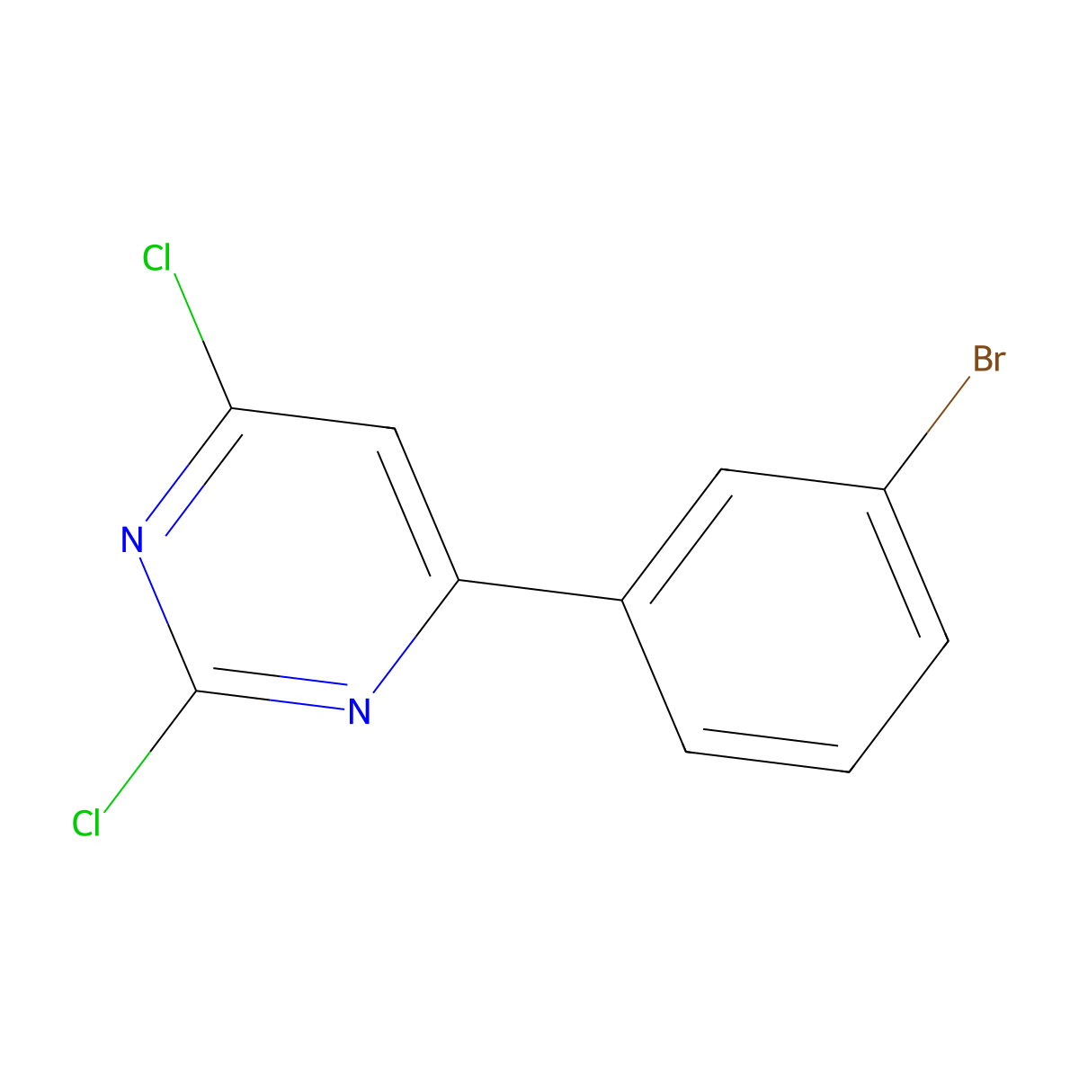 4-(3-Bromophenyl)-2,6-dichloropyrimidine molecular structure, CAS 1482575-55-2
