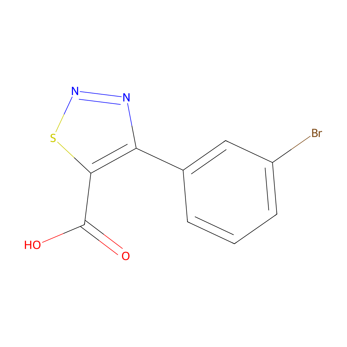 4-(3-Bromophenyl)-1,2,3-thiadiazole-5-carboxylic acid molecular structure, CAS 1482594-20-6