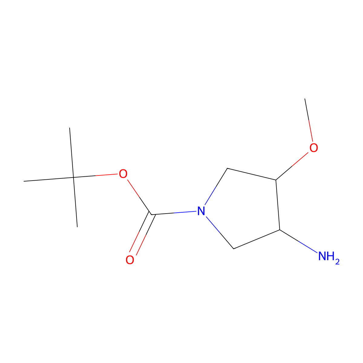 Tert-butyl (3R,4S)-3-amino-4-methoxypyrrolidine-1-carboxylate molecular structure, CAS 148260-94-0
