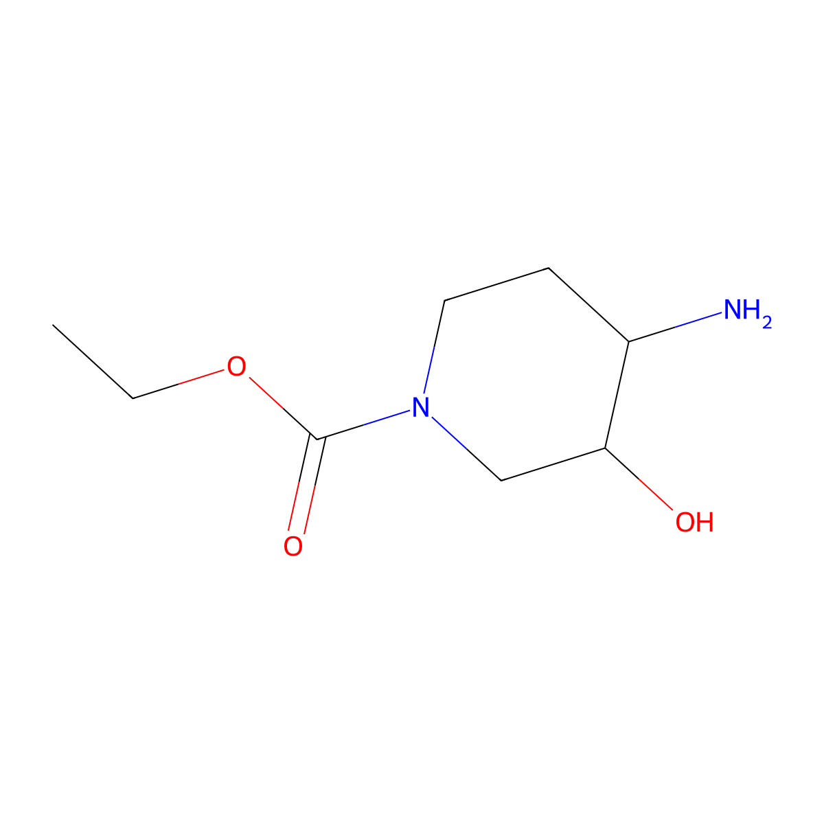Ethyl 4-amino-3-hydroxypiperidine-1-carboxylate molecular structure, CAS 1482617-84-4