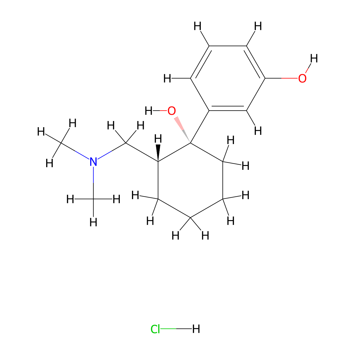 O-Desmethyl tramadol hydrochloride molecular structure, CAS 148262-77-5