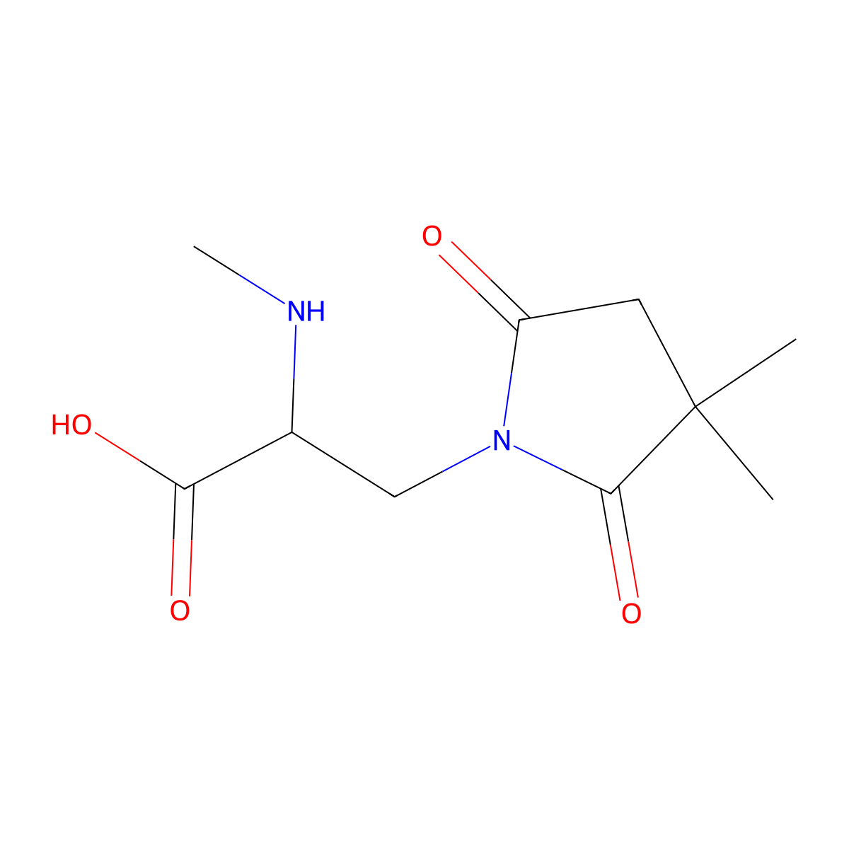 3-(3,3-Dimethyl-2,5-dioxopyrrolidin-1-yl)-2-(methylamino)propanoic acid molecular structure, CAS 1482641-74-6