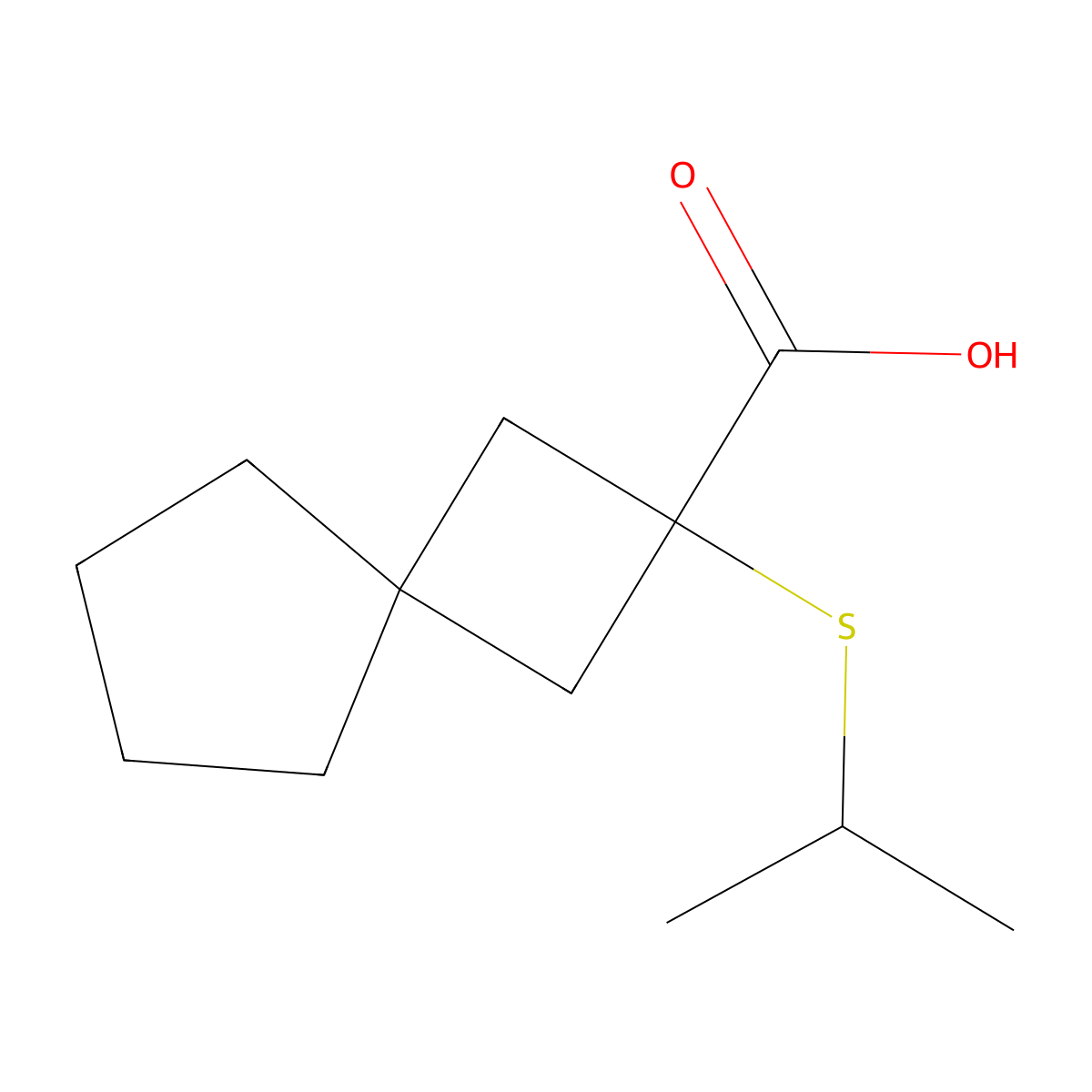 2-(Propan-2-ylsulfanyl)spiro[3.4]octane-2-carboxylic acid molecular structure, CAS 1482663-79-5