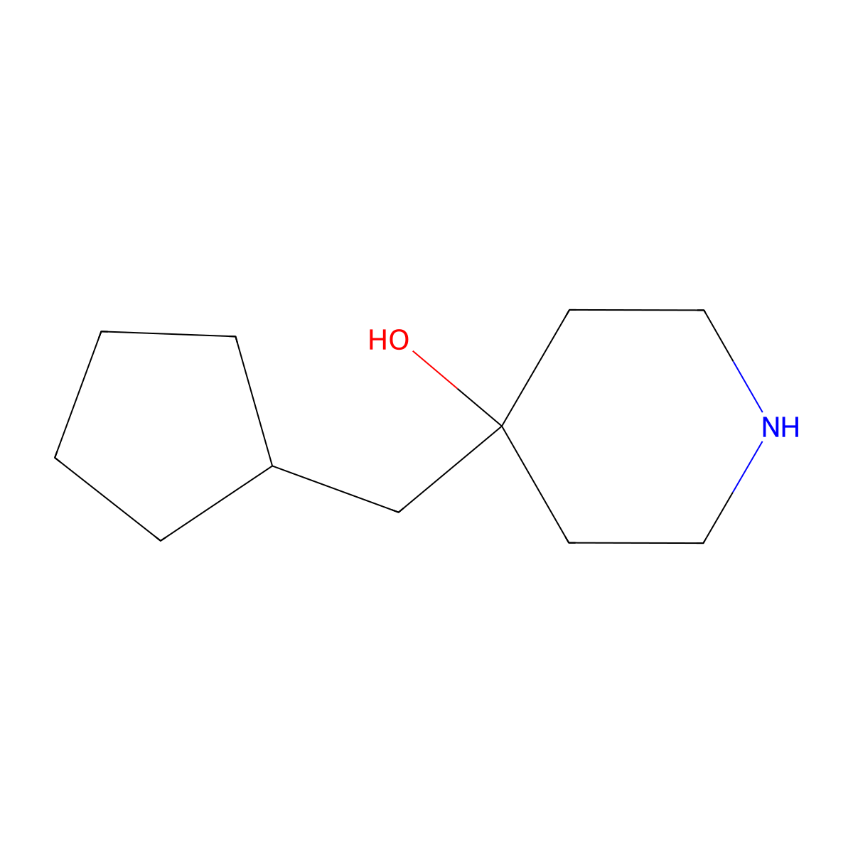 4-(Cyclopentylmethyl)piperidin-4-ol molecular structure, CAS 1482667-04-8