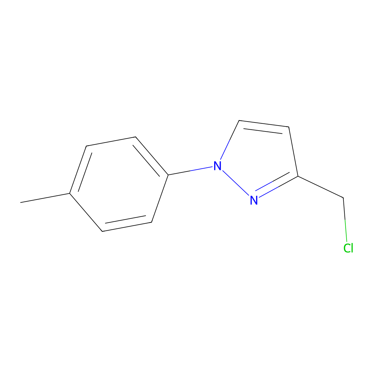 3-(Chloromethyl)-1-(4-methylphenyl)-1h-pyrazole molecular structure, CAS 1482710-08-6