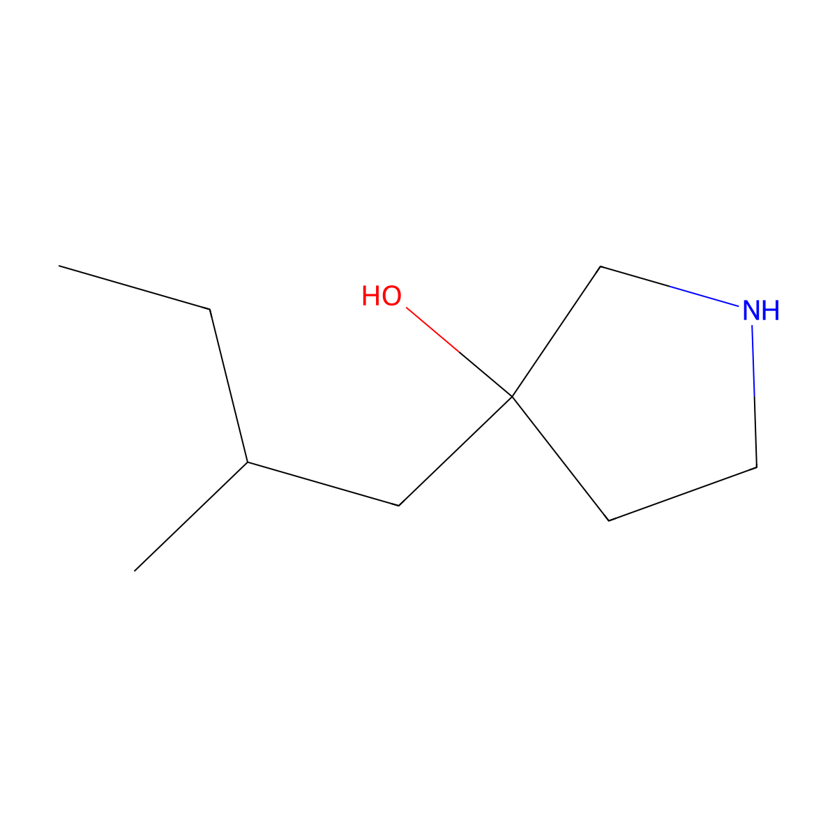 3-(2-Methylbutyl)pyrrolidin-3-ol molecular structure, CAS 1482711-86-3