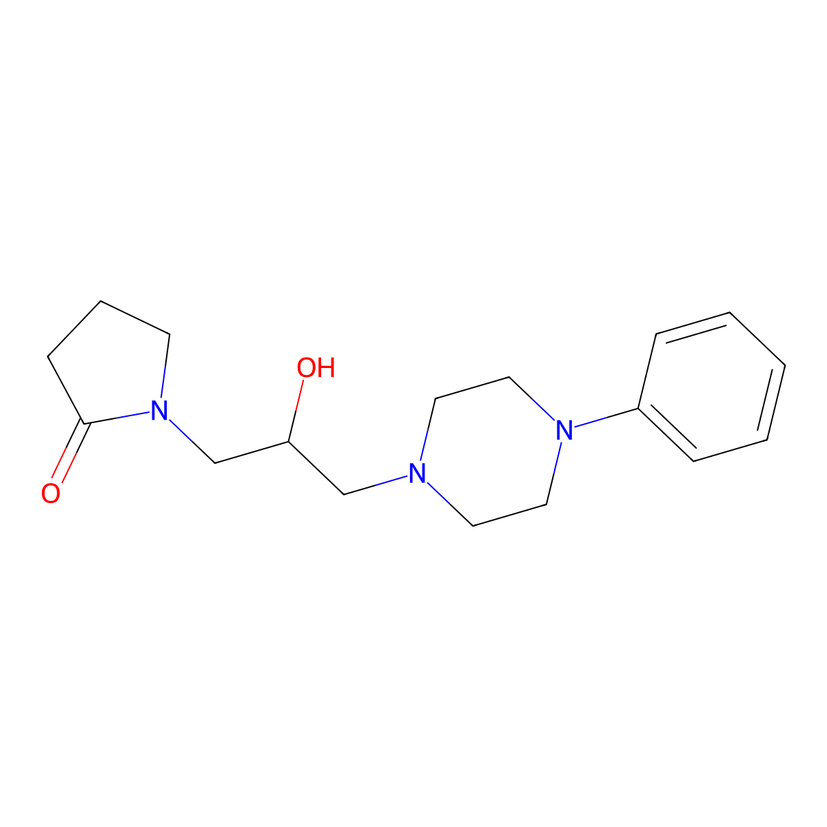 N-(beta-hydroxy-gamma-(N-phenylpiperazinepropyl))-2-pyrrolidinone molecular structure, CAS 148274-76-4
