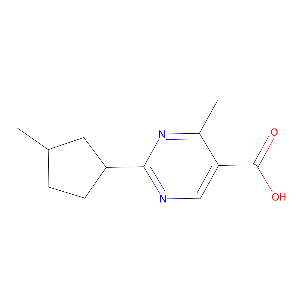 4-Methyl-2-(3-methylcyclopentyl)pyrimidine-5-carboxylic acid molecular structure, CAS 1482743-84-9