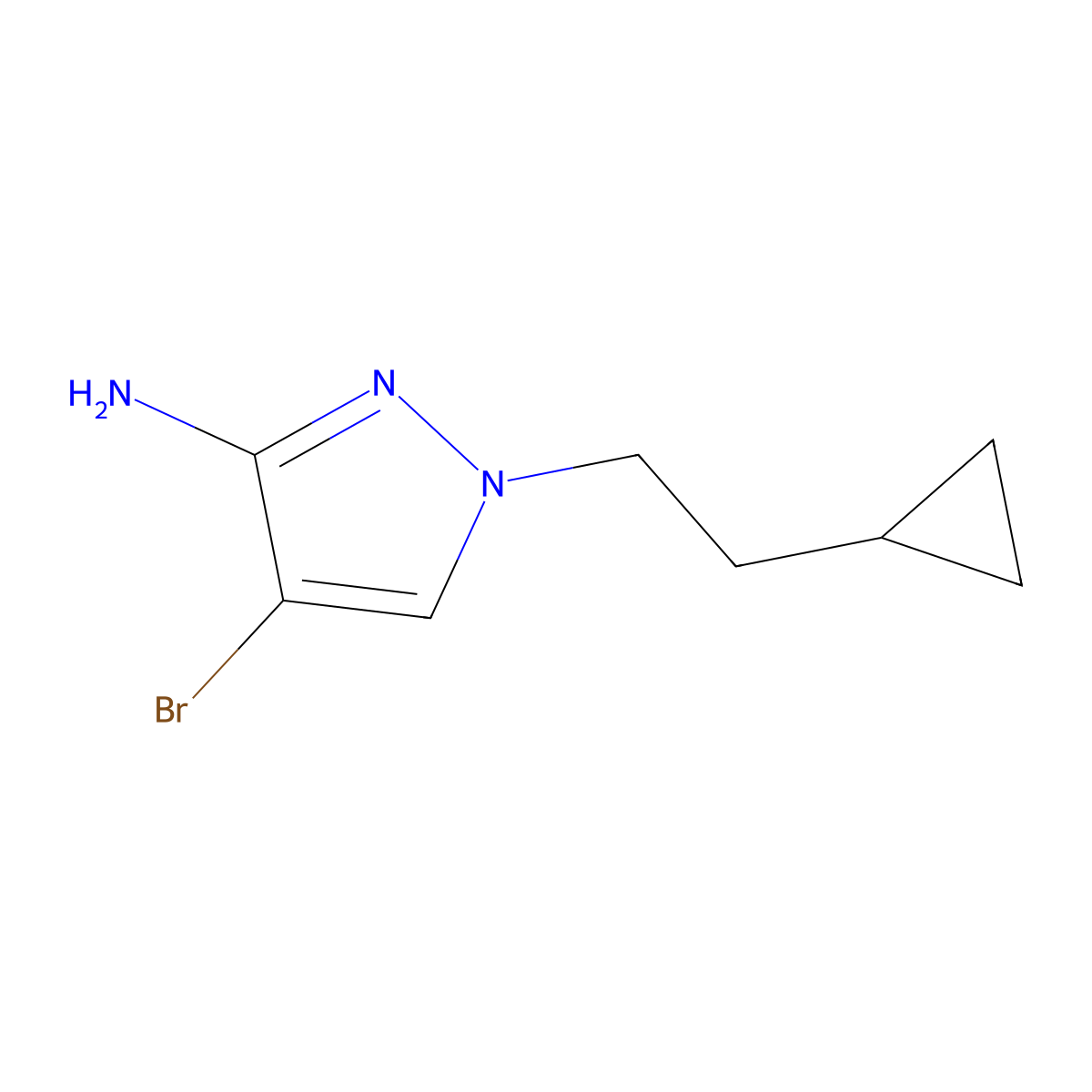 4-bromo-1-(2-cyclopropylethyl)-1H-pyrazol-3-amine molecular structure, CAS 1482772-83-7