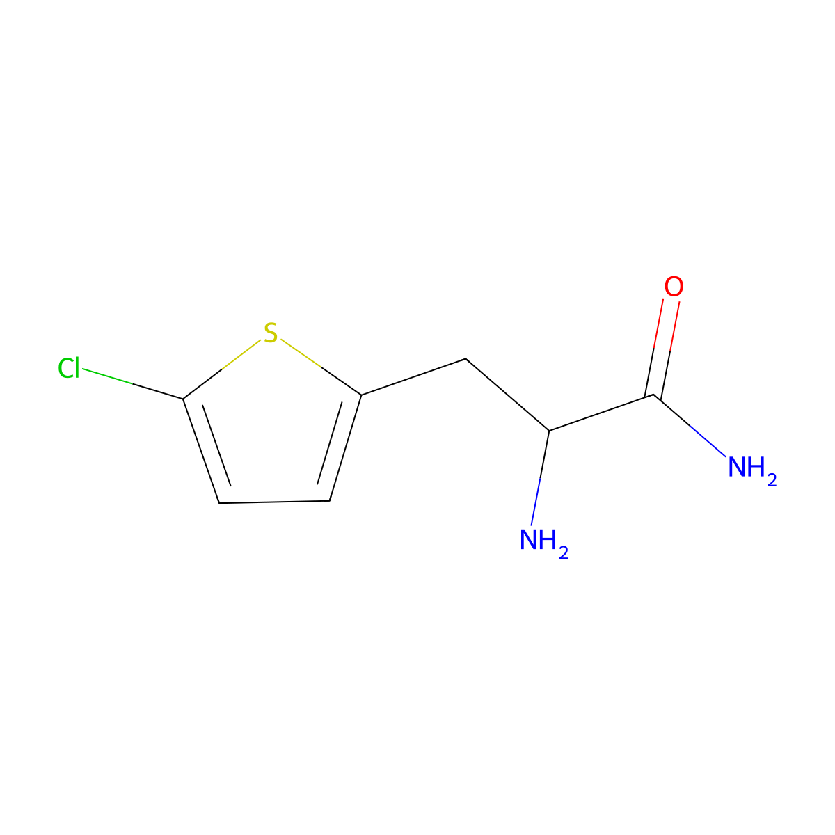 2-Amino-3-(5-chlorothiophen-2-yl)propanamide molecular structure, CAS 1482780-02-8