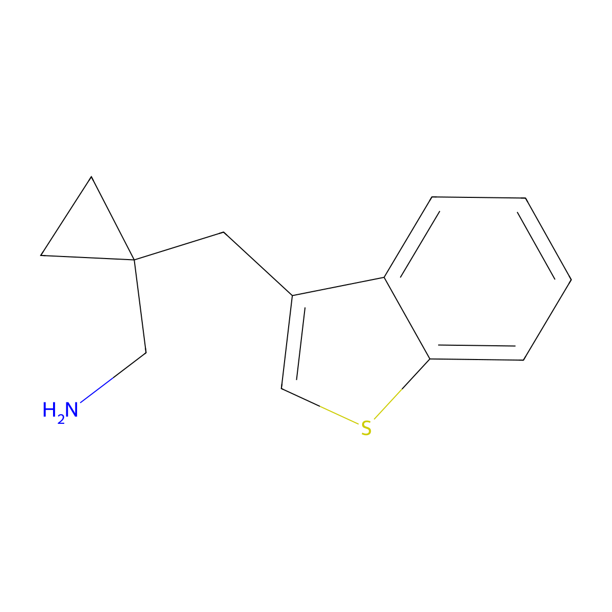 (1-(Benzo[b]thiophen-3-ylmethyl)cyclopropyl)methanamine molecular structure, CAS 1482790-77-1