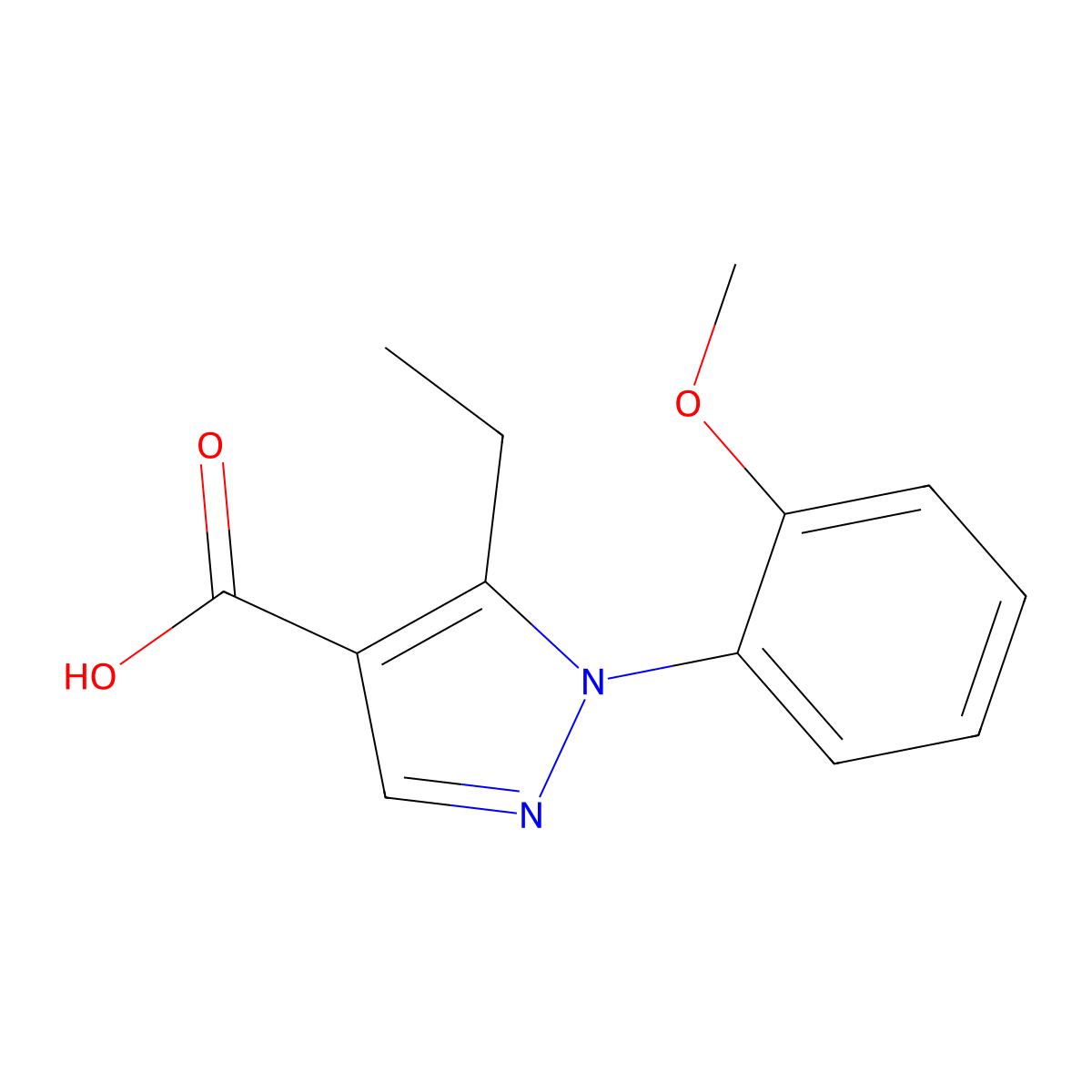 5-ethyl-1-(2-methoxyphenyl)-1H-pyrazole-4-carboxylic acid molecular structure, CAS 1482817-29-7