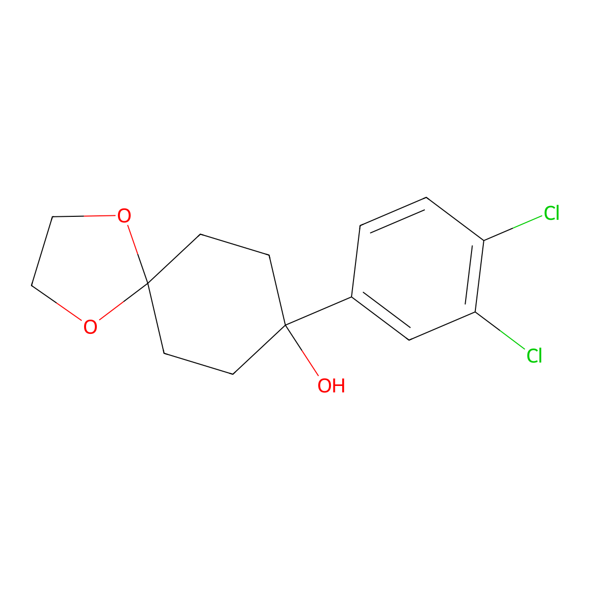 8-(3,4-Dichlorophenyl)-1,4-dioxaspiro[4.5]decan-8-ol molecular structure, CAS 1482831-24-2