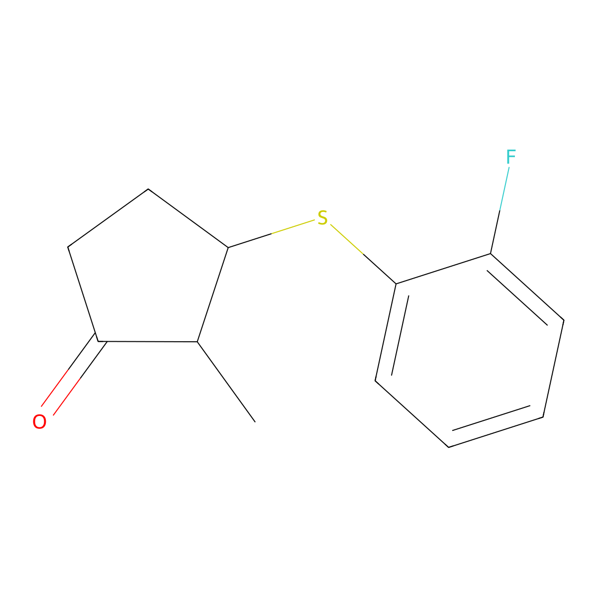 3-[(2-Fluorophenyl)sulfanyl]-2-methylcyclopentan-1-one molecular structure, CAS 1482864-85-6