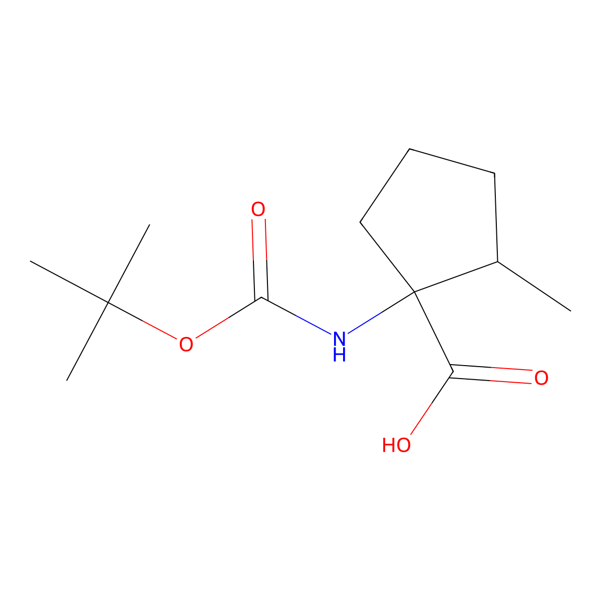 1-((Tert-butoxycarbonyl)amino)-2-methylcyclopentanecarboxylic acid molecular structure, CAS 1482875-99-9