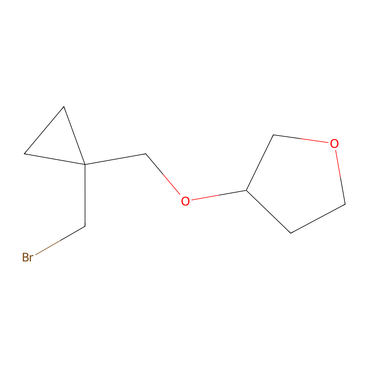 3-{[1-(Bromomethyl)cyclopropyl]methoxy}oxolane molecular structure, CAS 1482876-63-0