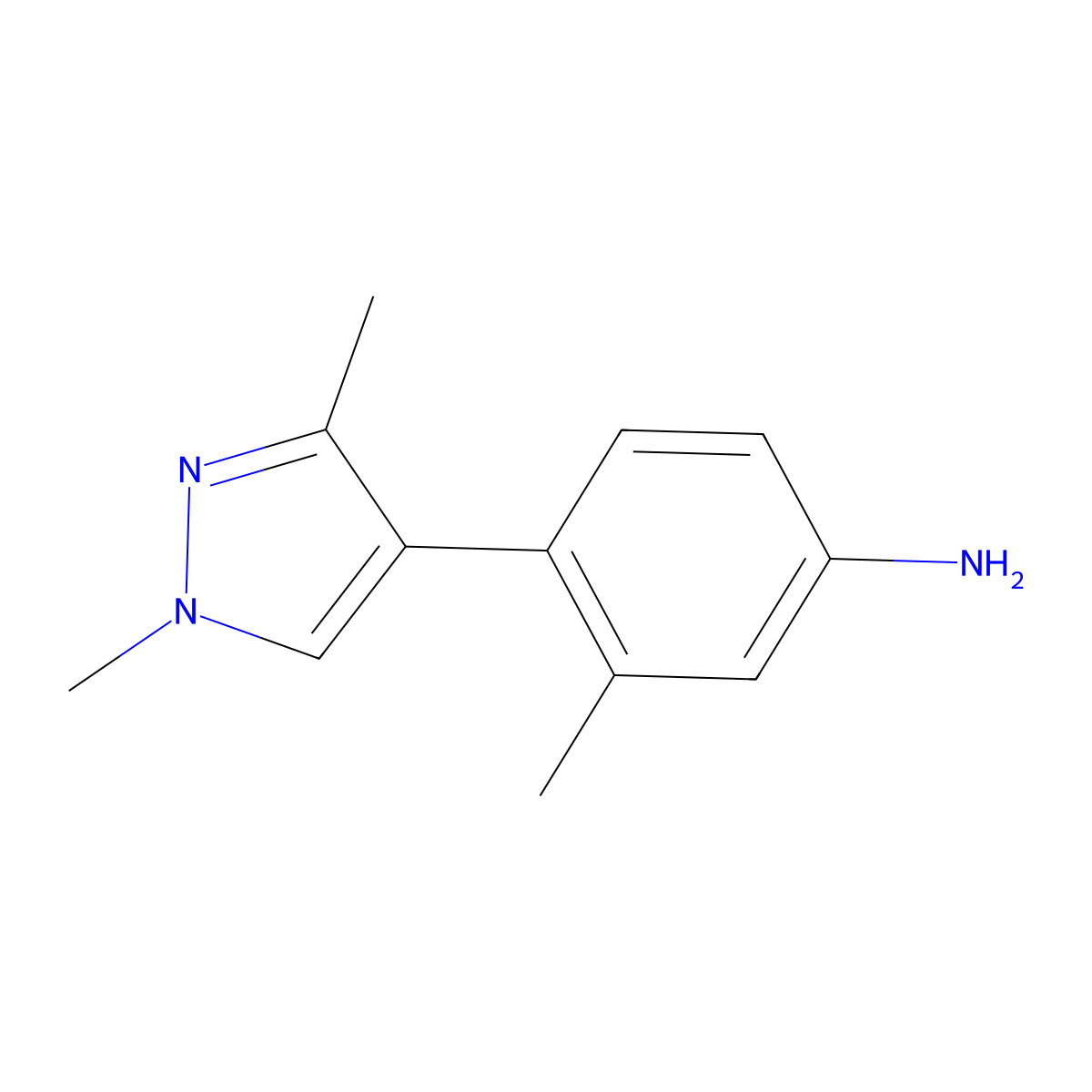 4-(1,3-Dimethyl-1H-pyrazol-4-yl)-3-methylbenzenamine molecular structure, CAS 1482896-30-9