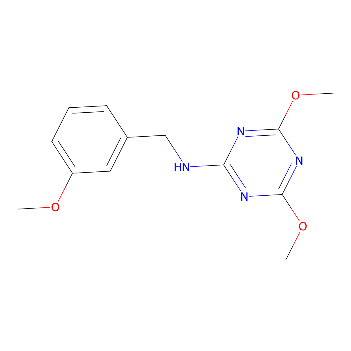 4,6-dimethoxy-N-[(3-methoxyphenyl)methyl]-1,3,5-triazin-2-amine molecular structure, CAS 1482902-30-6