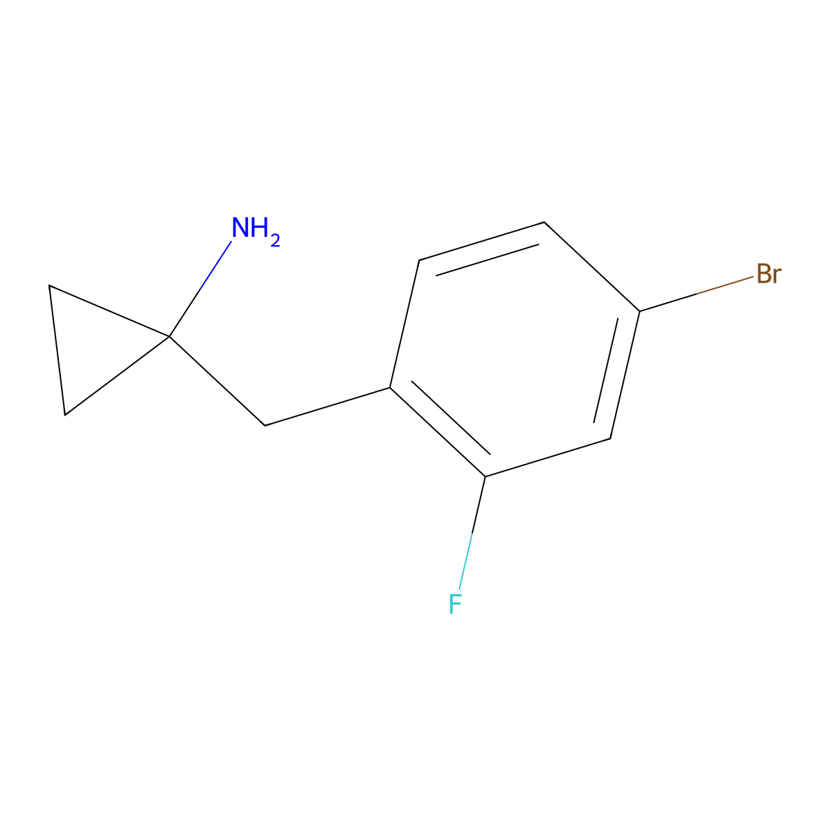 1-[(4-Bromo-2-fluorophenyl)methyl]cyclopropan-1-amine molecular structure, CAS 1482909-67-0