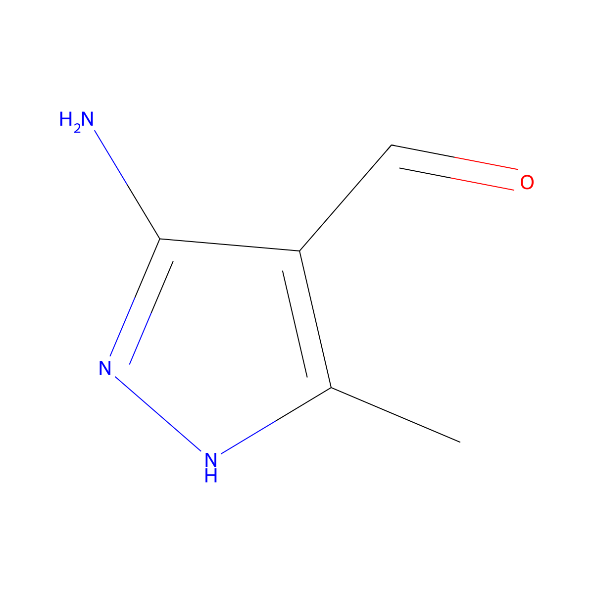 3-amino-5-methyl-1H-pyrazole-4-carbaldehyde molecular structure, CAS 148291-55-8