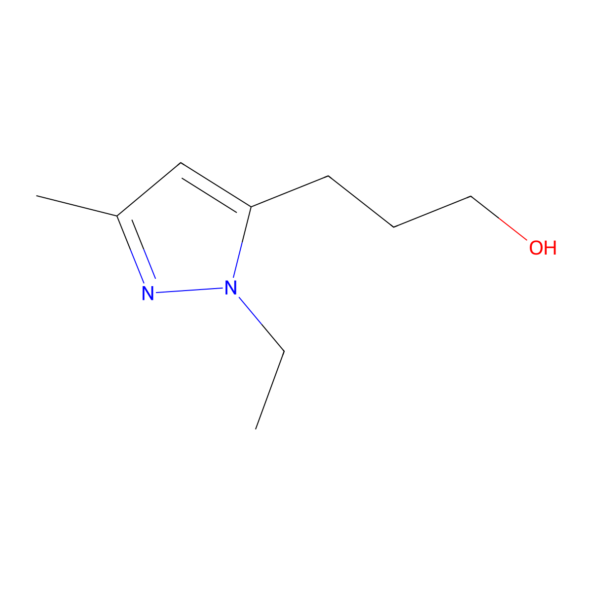 3-(1-Ethyl-3-methyl-1h-pyrazol-5-yl)propan-1-ol molecular structure, CAS 1482913-79-0