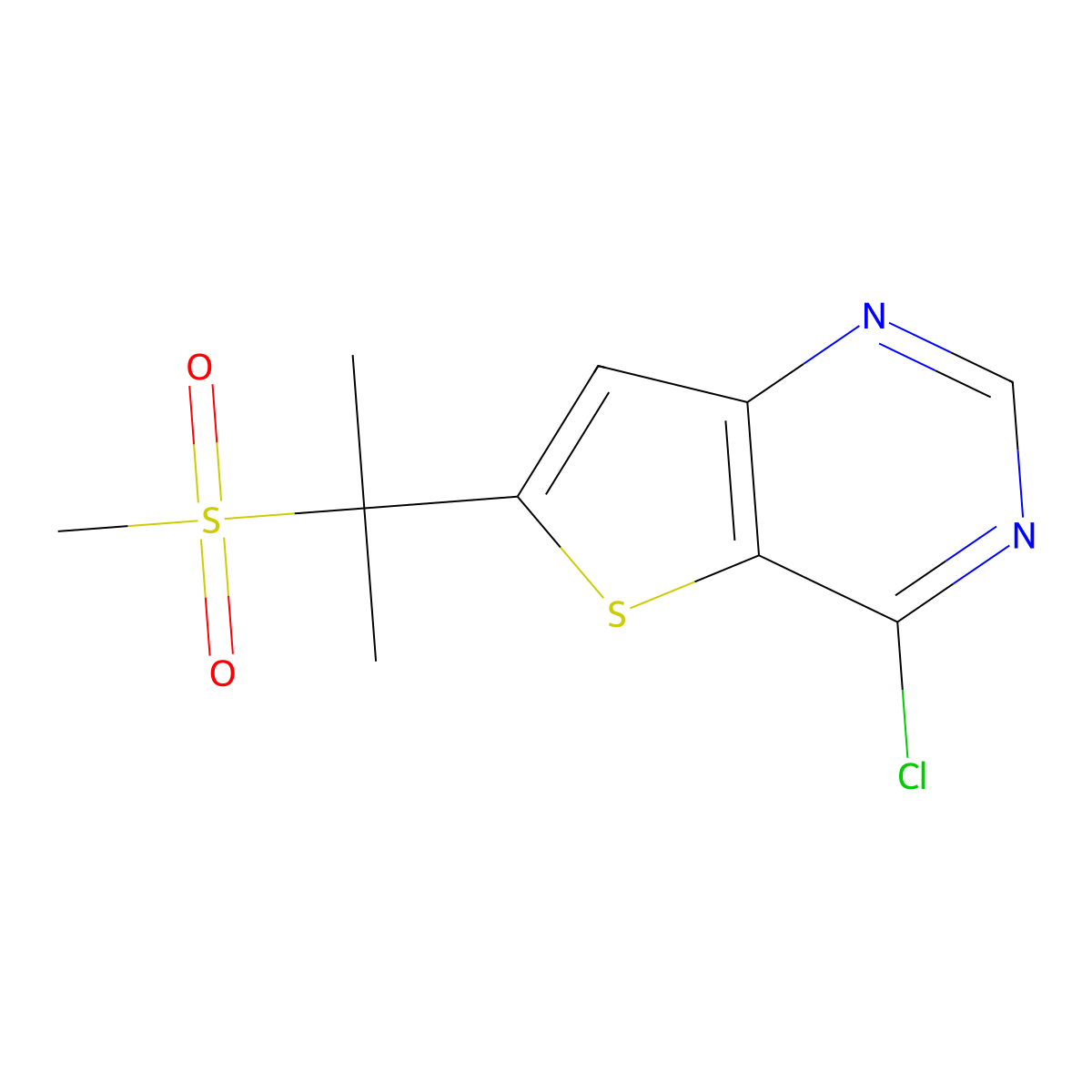 4-Chloro-6-(2-(methylsulfonyl)propan-2-yl)thieno[3,2-d]pyrimidine molecular structure, CAS 1482914-42-0