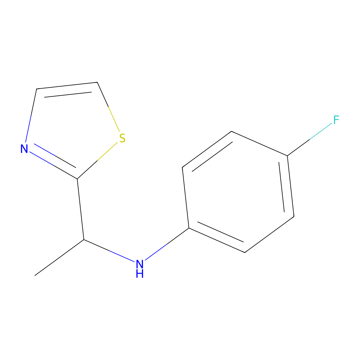 4-fluoro-N-[1-(1,3-thiazol-2-yl)ethyl]aniline molecular structure, CAS 1482919-18-5
