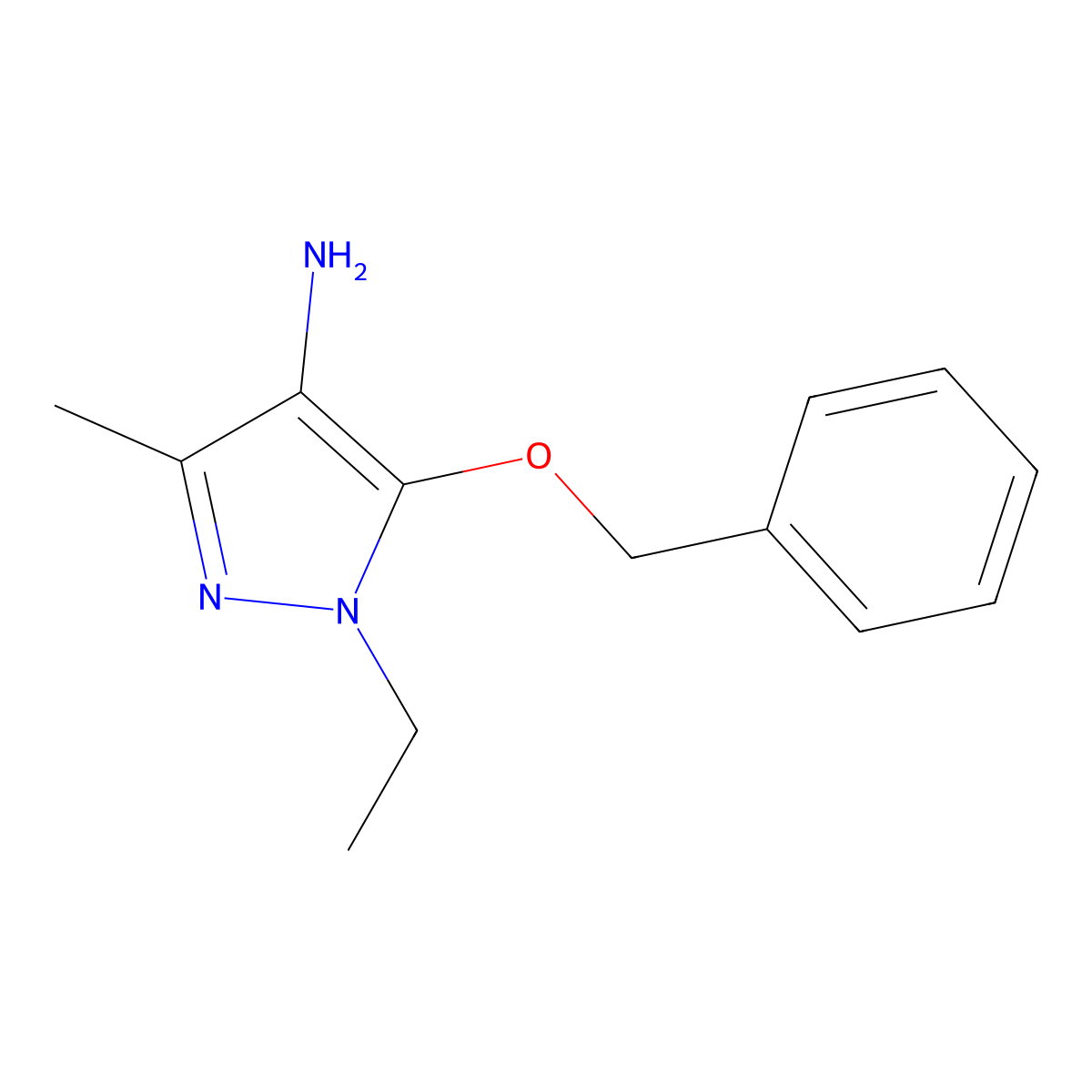 5-(Benzyloxy)-1-ethyl-3-methyl-1H-pyrazol-4-amine molecular structure, CAS 1482944-06-8