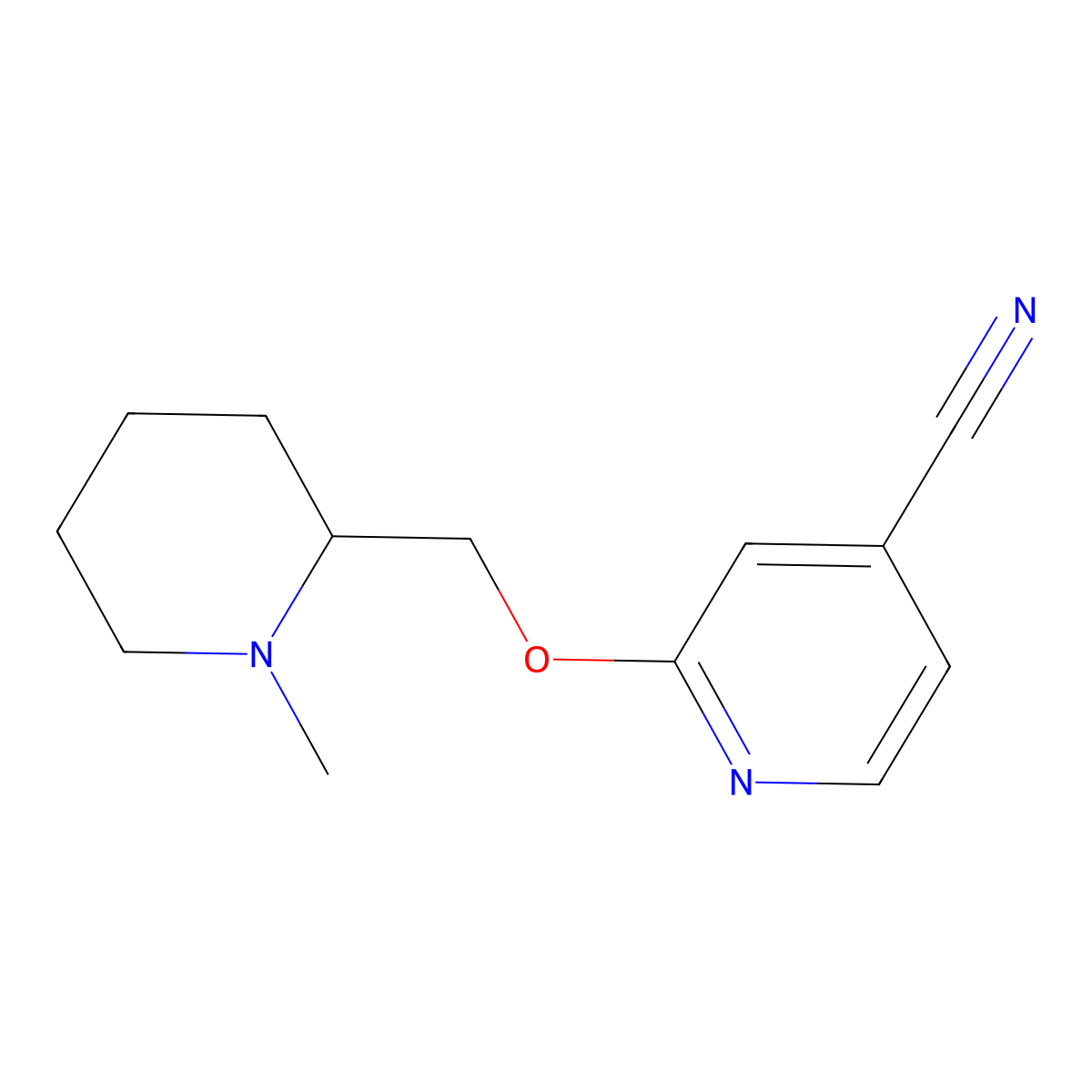 2-[(1-Methylpiperidin-2-yl)methoxy]pyridine-4-carbonitrile molecular structure, CAS 1482954-39-1