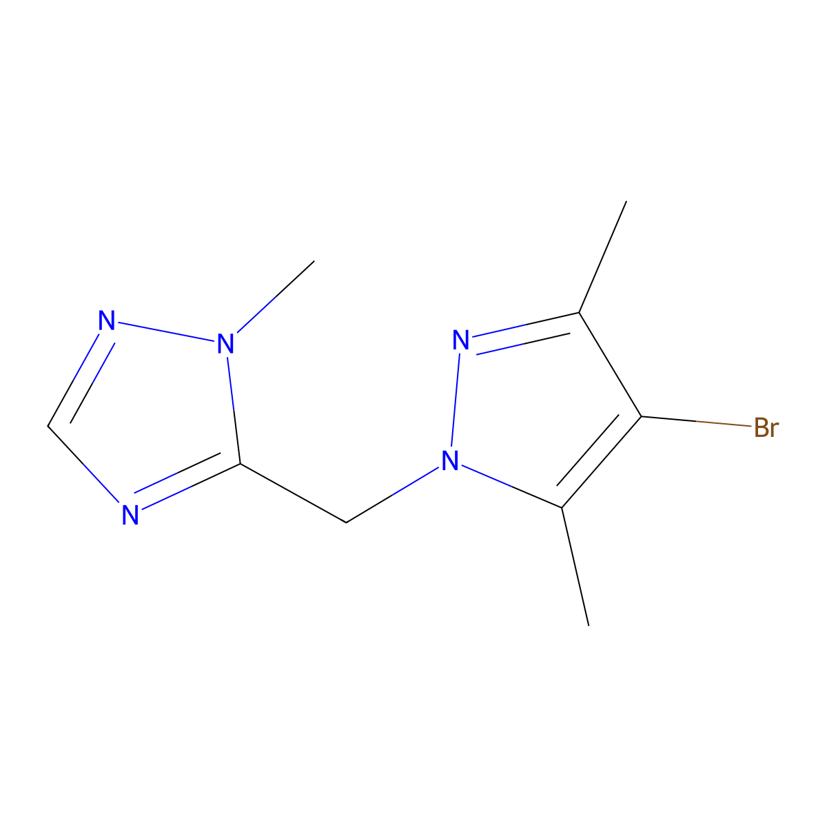 5-[(4-bromo-3,5-dimethyl-1H-pyrazol-1-yl)methyl]-1-methyl-1H-1,2,4-triazole molecular structure, CAS 1482956-17-1