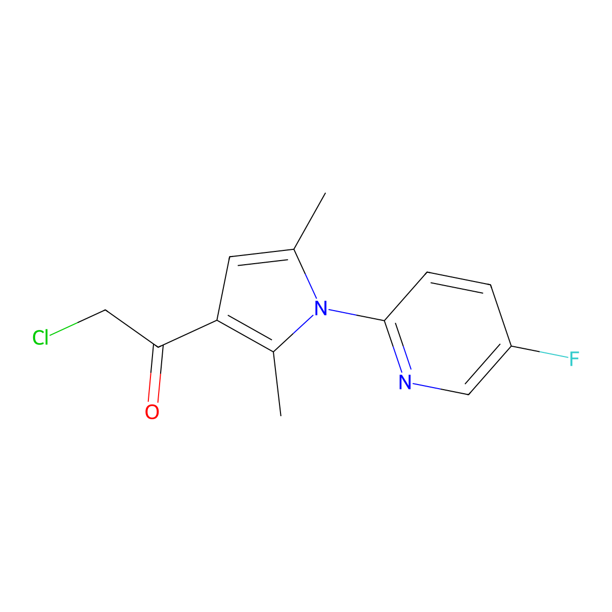 2-chloro-1-[1-(5-fluoropyridin-2-yl)-2,5-dimethyl-1H-pyrrol-3-yl]ethan-1-one molecular structure, CAS 1482965-26-3