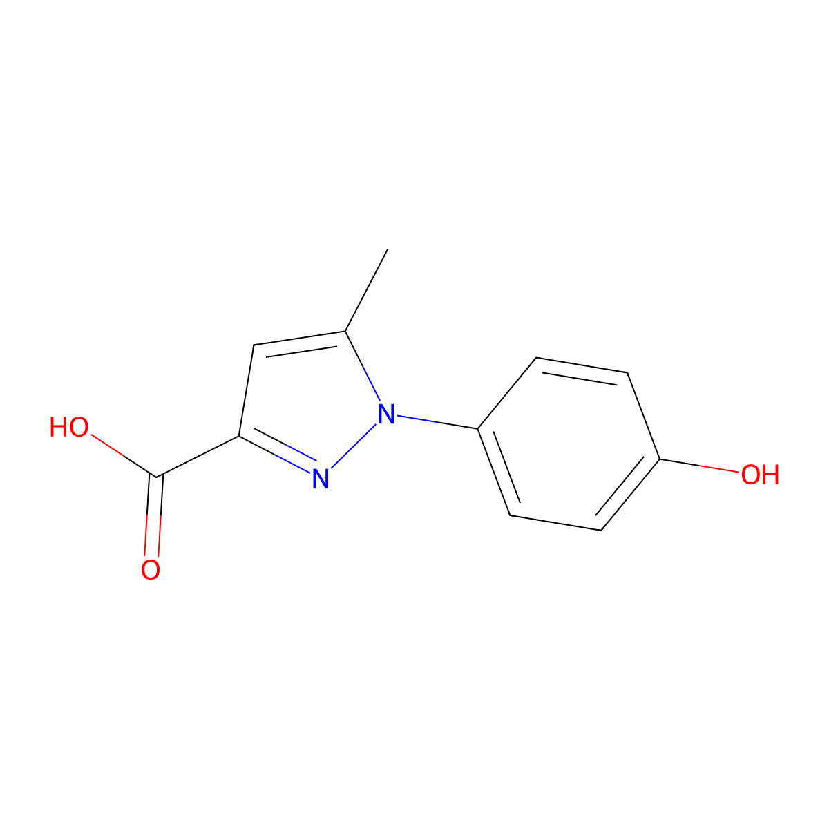 1-(4-Hydroxyphenyl)-5-methyl-1H-pyrazole-3-carboxylic acid molecular structure, CAS 1482967-66-7