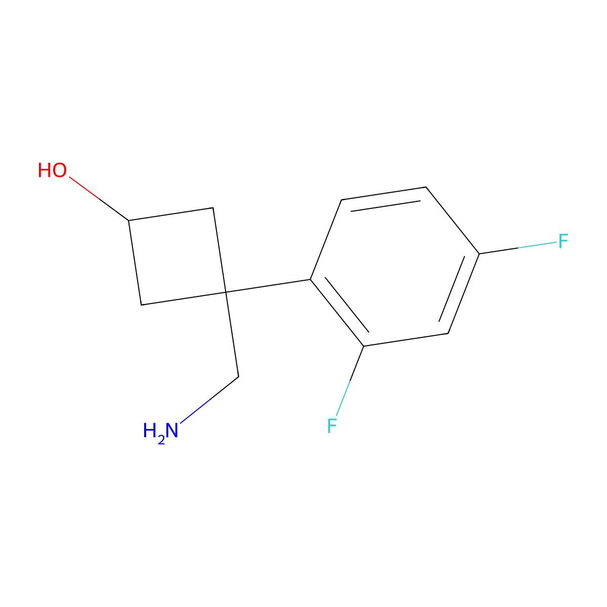3-(Aminomethyl)-3-(2,4-difluorophenyl)cyclobutan-1-ol molecular structure, CAS 1482984-83-7