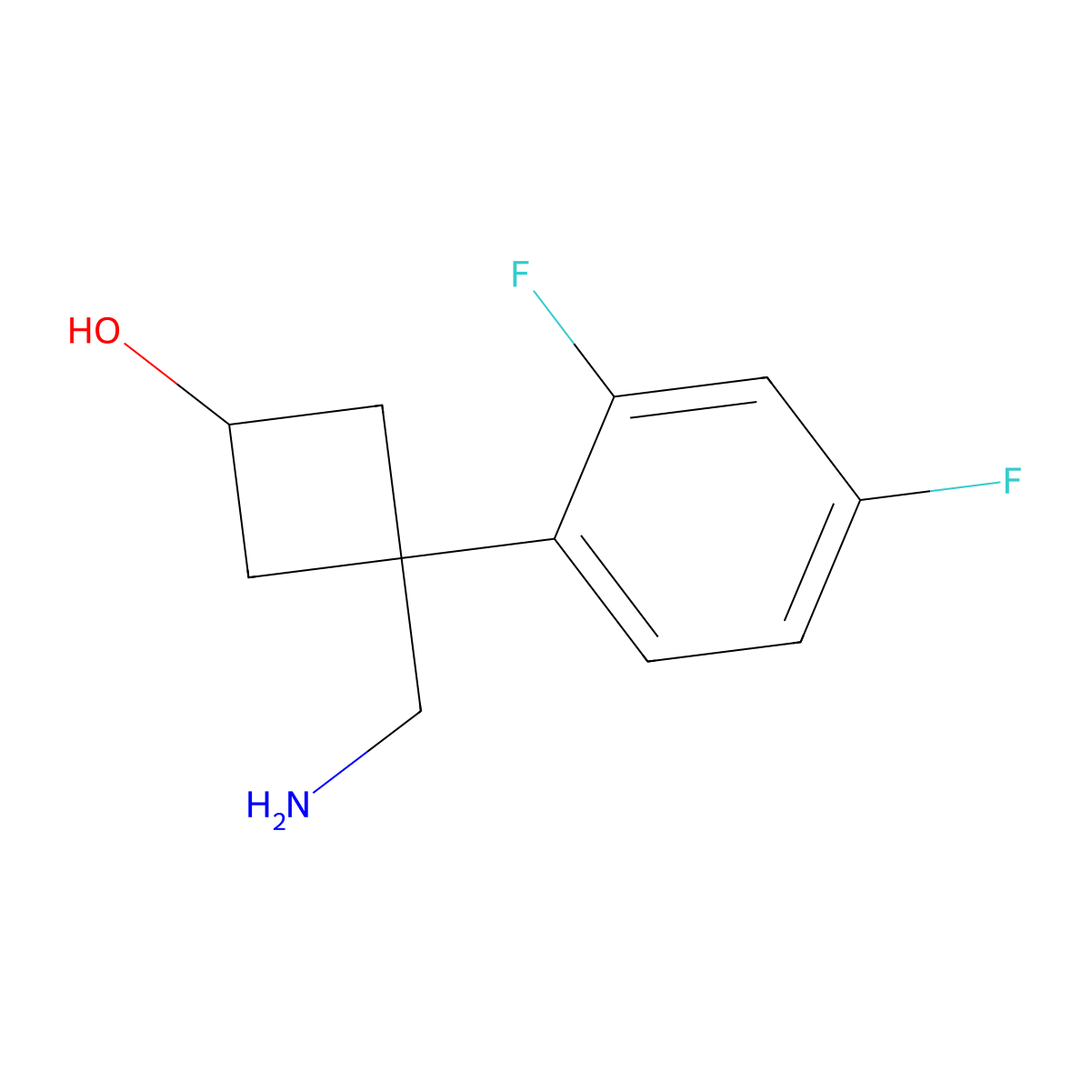 3-(Aminomethyl)-3-(2,4-difluorophenyl)cyclobutan-1-ol molecular structure, CAS 1482984-83-7