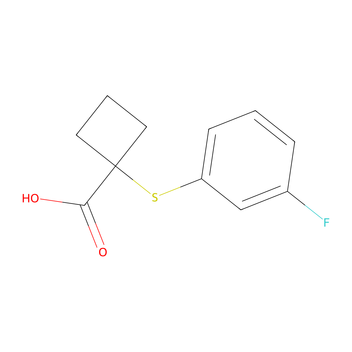 1-[(3-Fluorophenyl)sulfanyl]cyclobutane-1-carboxylic acid molecular structure, CAS 1482991-53-6