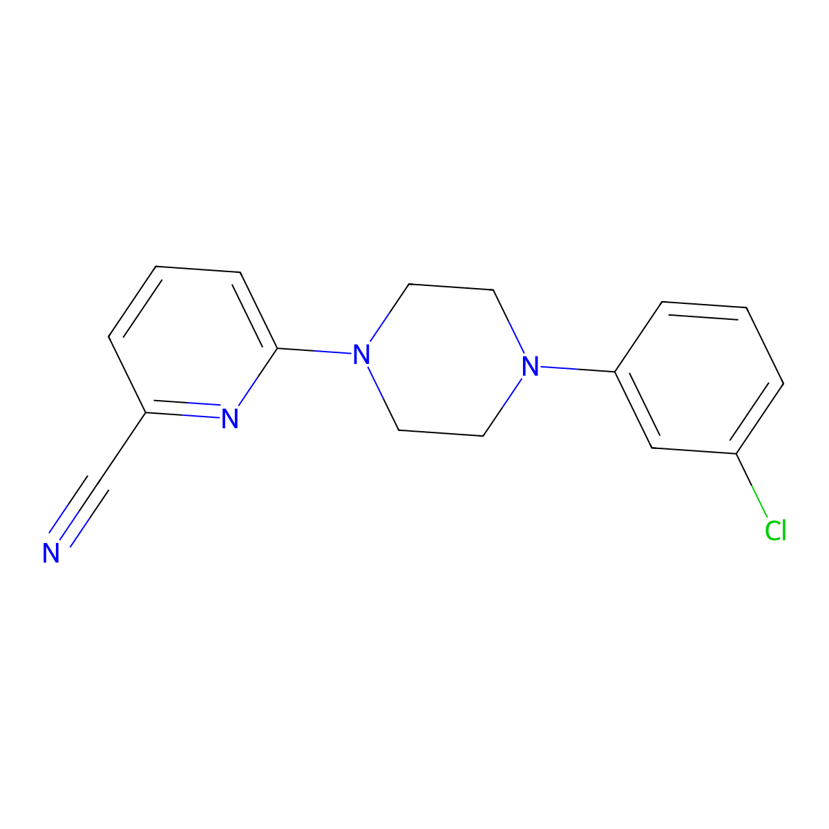 6-[4-(3-Chlorophenyl)piperazin-1-yl]pyridine-2-carbonitrile molecular structure, CAS 1482993-09-8