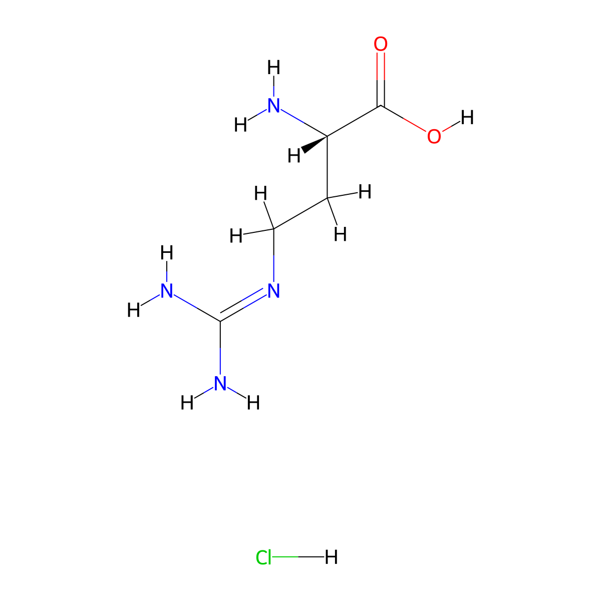 (S)-2-Amino-4-guanidinobutanoic acid hydrochloride molecular structure, CAS 1483-00-7